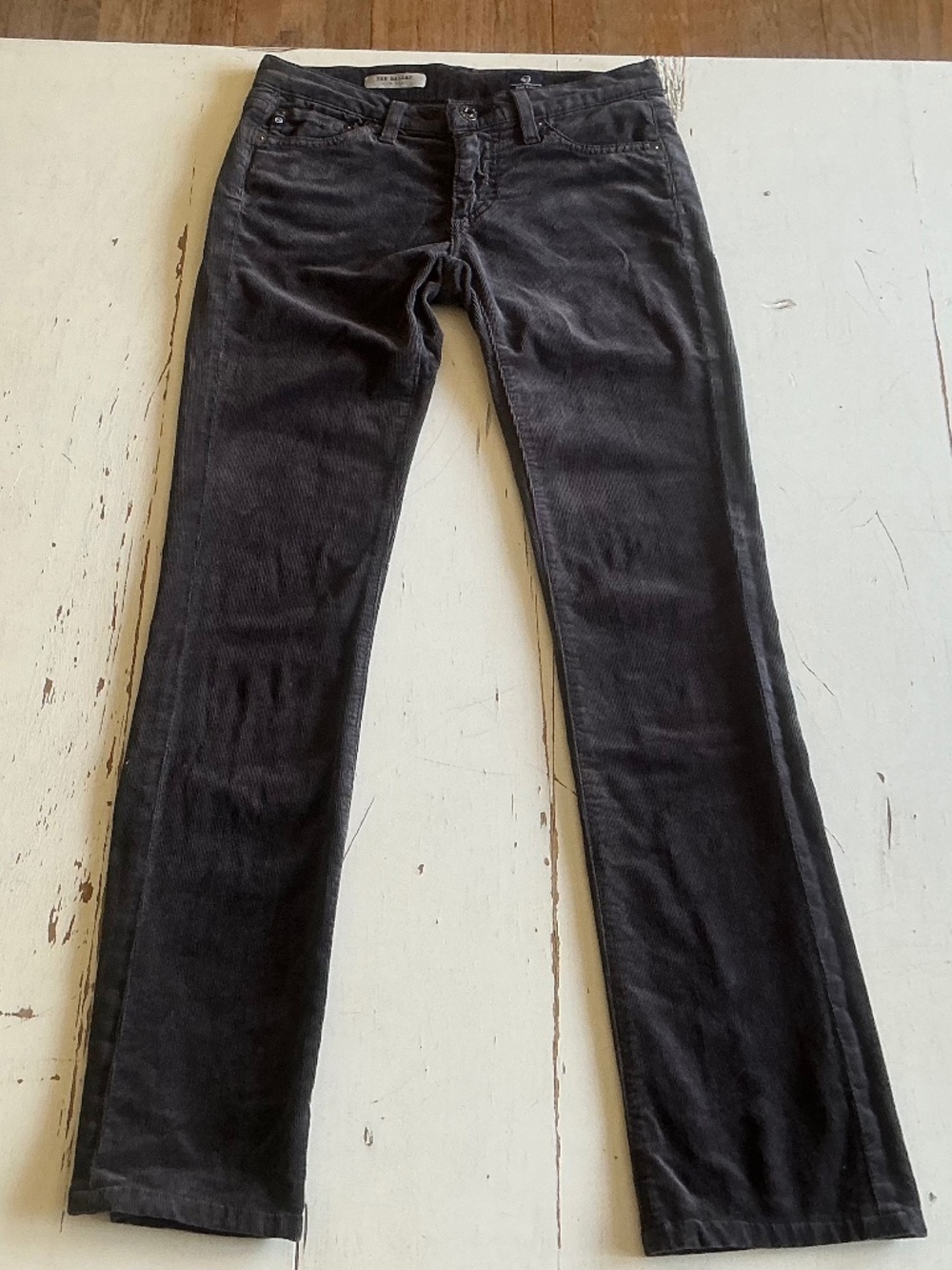 AG Adriano Goldschmied Tha Ballad Charcoal Grey Corduroy Jeans Pants 24